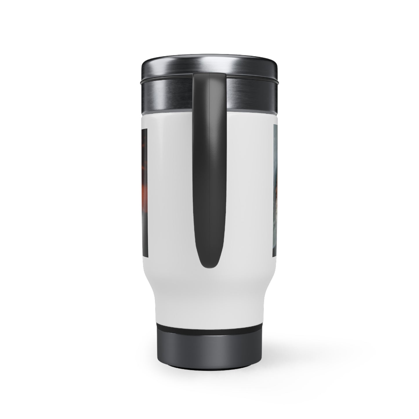 "Sunset Embrace" Stainless Steel Travel Mug with Handle, 14oz